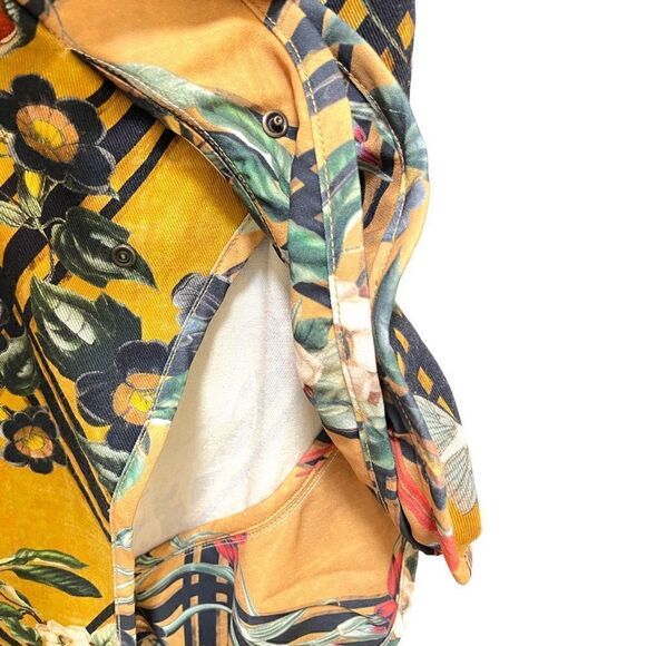 PATBO Floral Printed Knee-Length Ruffle Embellished Skirt with Slit | US 2| - Picture 8 of 12